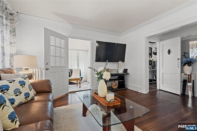 19 Mckinley Ave, West Orange, NJ 07052 - living area with ornamental molding and wood finished floors
