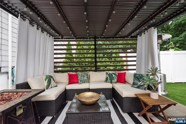 19 Mckinley Ave, West Orange, NJ 07052 - view of patio featuring outdoor lounge area and a pergola