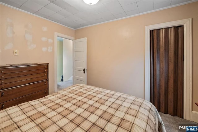 460 River Rd, Bogota, NJ 07603 - unfurnished bedroom featuring crown molding and carpet flooring