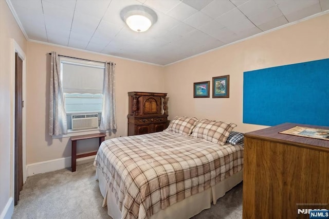 460 River Rd, Bogota, NJ 07603 - carpeted bedroom featuring ornamental molding and cooling unit