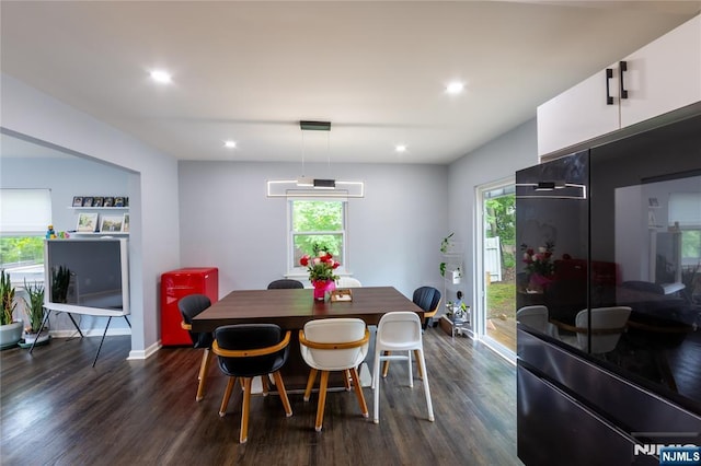 333 Kinderkamack Rd, River Edge, NJ 07661 - dining area featuring dark wood-style floors, healthy amount of natural light, and recessed lighting
