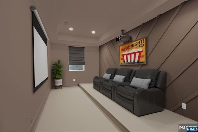 44 N Ashby Ave, Livingston, NJ 07039 - carpeted home theater with recessed lighting and a tray ceiling