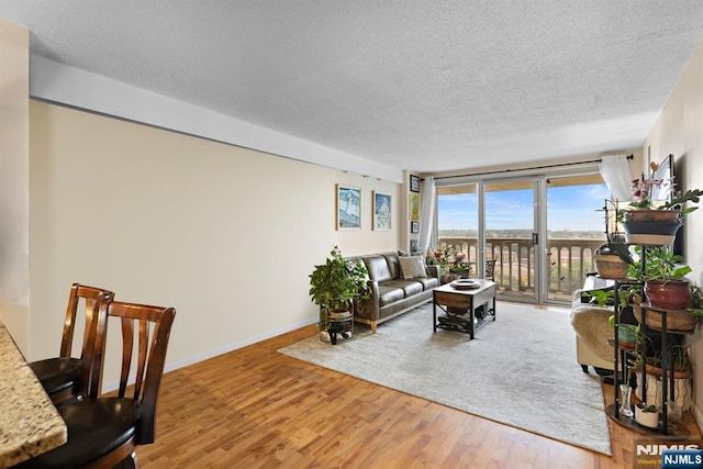 555 N Ave Unit 15W, Fort Lee, NJ 07024 - living room with a textured ceiling and wood finished floors