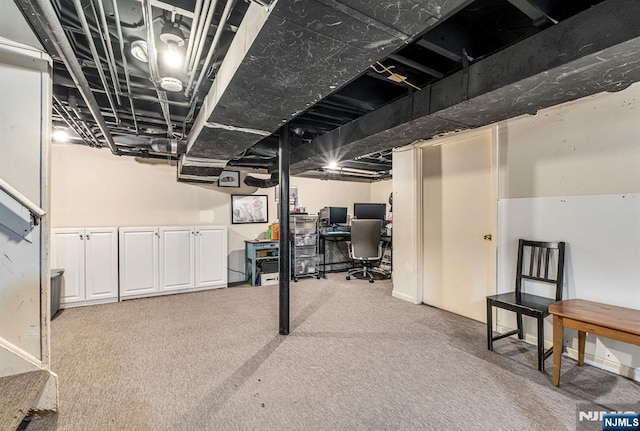 518 Standish Rd, Teaneck, NJ 07666 - below grade area featuring carpet and a desk