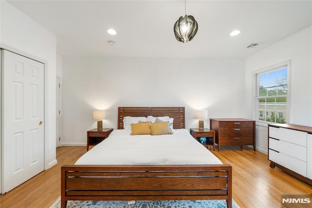 87 Centre St Unit 2, Nutley, NJ 07110 - bedroom featuring light wood-style floors and recessed lighting