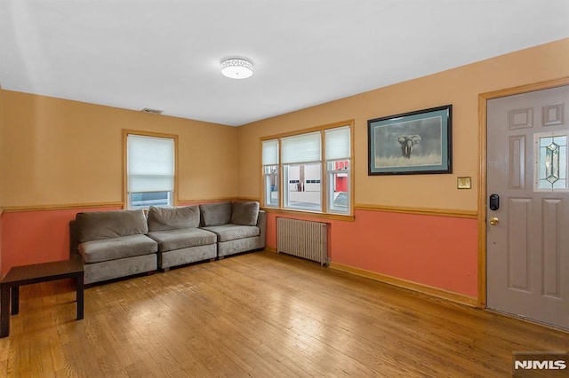 59 Parkview Ave, Elmwood Park, NJ 07407 - living room featuring radiator heating unit, healthy amount of natural light, and light wood-style floors