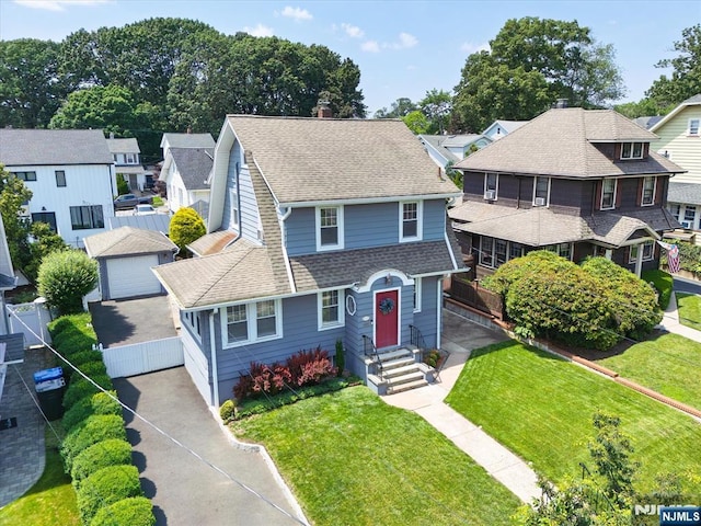 188 Wheaton Pl, Rutherford, NJ 07070 - view of front of home featuring a shingled roof, entry steps, a residential view, and a chimney