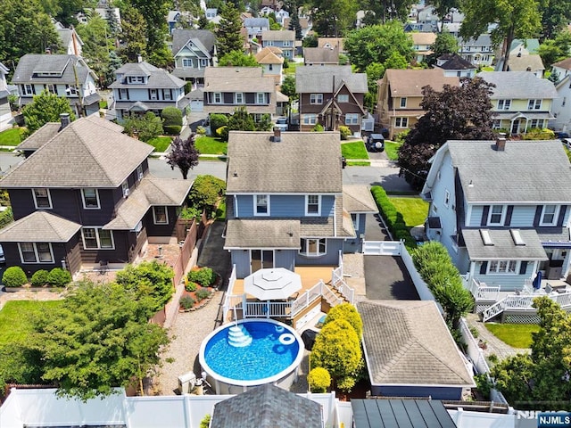 188 Wheaton Pl, Rutherford, NJ 07070 - aerial perspective of suburban area with a pool area