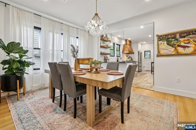 21 Mountainview Ave, Nutley, NJ 07110 - dining area with light wood-style flooring, a chandelier, and recessed lighting