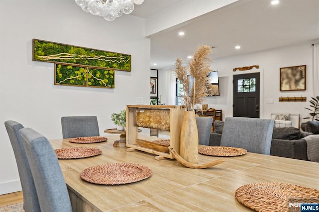21 Mountainview Ave, Nutley, NJ 07110 - dining area with recessed lighting, a chandelier, and wood finished floors