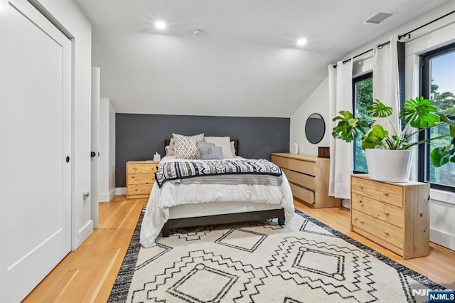 21 Mountainview Ave, Nutley, NJ 07110 - bedroom featuring light wood-style floors, vaulted ceiling, and recessed lighting