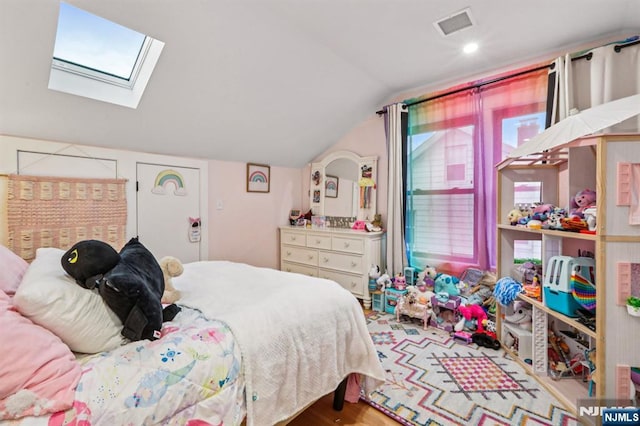 21 Mountainview Ave, Nutley, NJ 07110 - bedroom featuring lofted ceiling, a skylight, and wood finished floors
