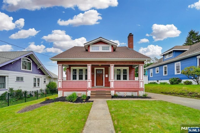 74 Bartholdi Ave, Butler Borough, NJ 07405 - bungalow-style home featuring a porch, a chimney, and roof with shingles