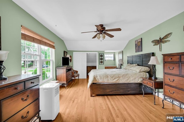 74 Bartholdi Ave, Butler Borough, NJ 07405 - bedroom with lofted ceiling, light wood-style floors, and a ceiling fan