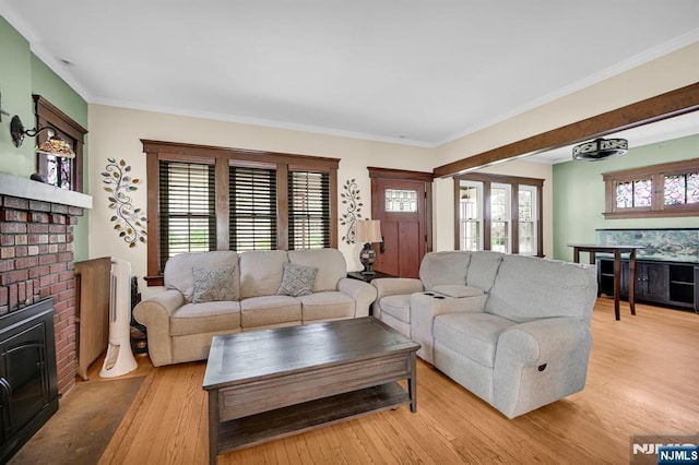 74 Bartholdi Ave, Butler Borough, NJ 07405 - living area featuring light wood-style flooring, plenty of natural light, and ornamental molding