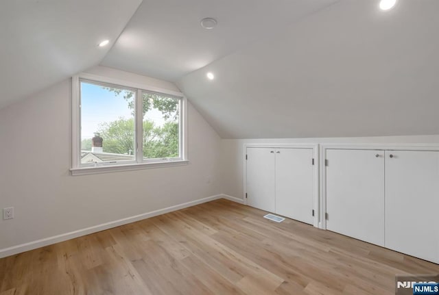 97 Palisade Ave, Leonia, NJ 07605 - additional living space featuring light wood-style floors, lofted ceiling, and recessed lighting