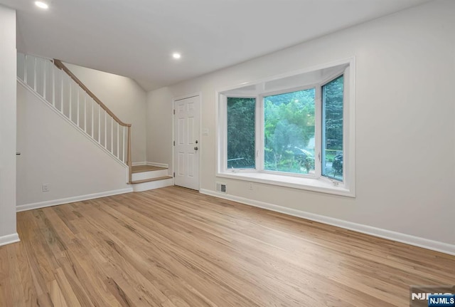 97 Palisade Ave, Leonia, NJ 07605 - entryway featuring stairs, light wood-type flooring, and recessed lighting