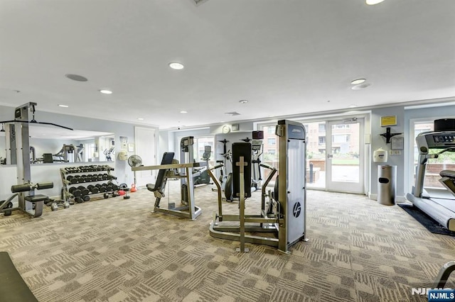20 Ave At Port Imperial 425, West New York, NJ 07093 - exercise room with carpet floors and recessed lighting