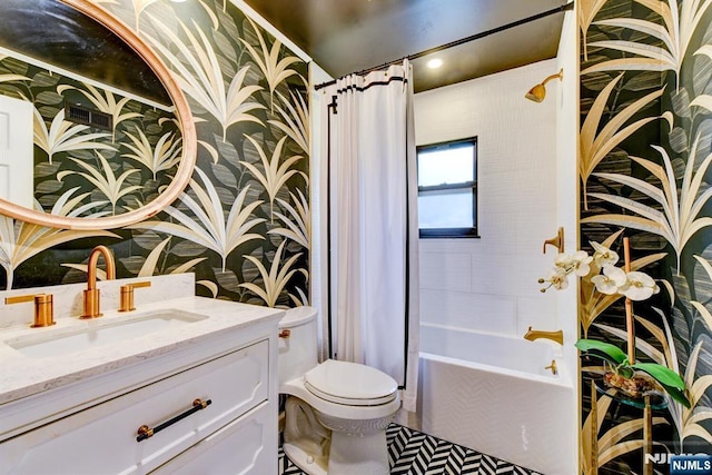 99 Chestnut Dr, Wayne, NJ 07470 - bathroom with vanity and shower / bath combination with curtain