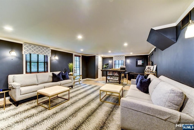 99 Chestnut Dr, Wayne, NJ 07470 - living room with ornamental molding and recessed lighting