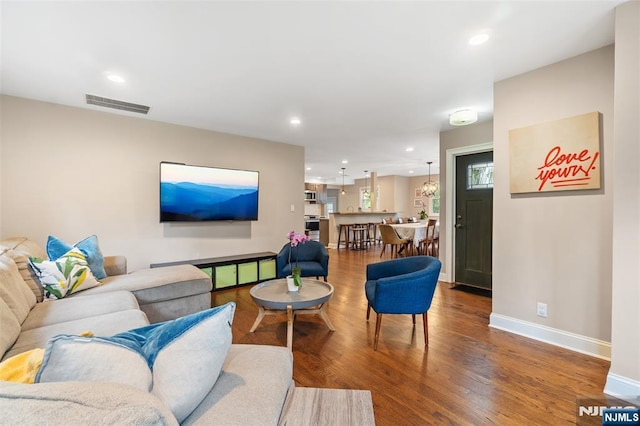 37 Golf Ct, Teaneck, NJ 07666 - living area featuring wood finished floors and recessed lighting