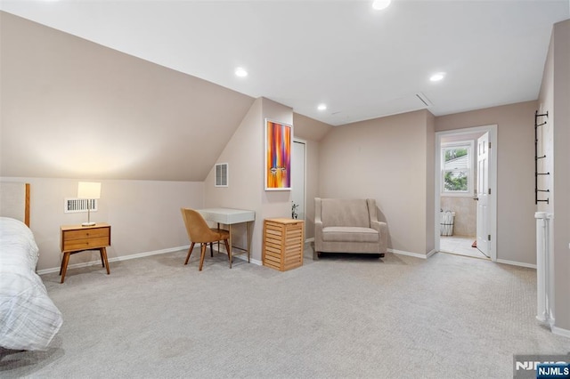 37 Golf Ct, Teaneck, NJ 07666 - carpeted bedroom with recessed lighting and lofted ceiling