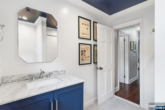 37 Golf Ct, Teaneck, NJ 07666 - bathroom featuring vanity and crown molding
