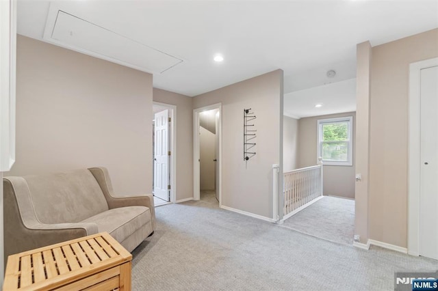37 Golf Ct, Teaneck, NJ 07666 - sitting room featuring attic access, light colored carpet, and recessed lighting