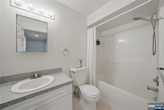 223 Orchard Park, Allendale, NJ 07401 - bathroom with vanity, shower / bathtub combination with curtain, and tile patterned floors
