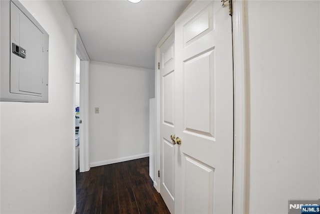 223 Orchard Park, Allendale, NJ 07401 - hallway featuring electric panel and dark wood-style floors