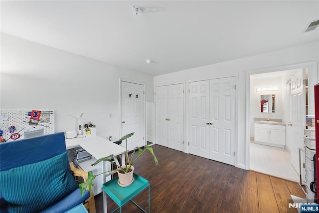 223 Orchard Park, Allendale, NJ 07401 - office with dark wood-style flooring and baseboards