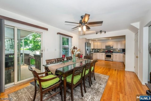 362 Valley Rd, Wayne, NJ 07470 - dining room featuring light wood-style floors and ceiling fan