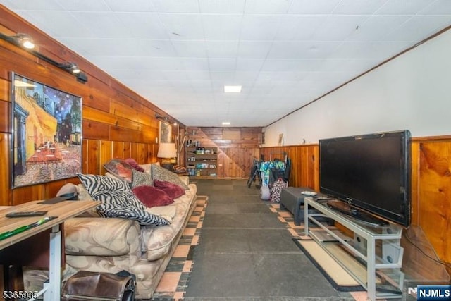 362 Valley Rd, Wayne, NJ 07470 - living room featuring wooden walls and wainscoting