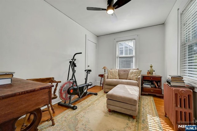 116 Sherman Ave, Teaneck, NJ 07666 - living area featuring wood finished floors and ceiling fan