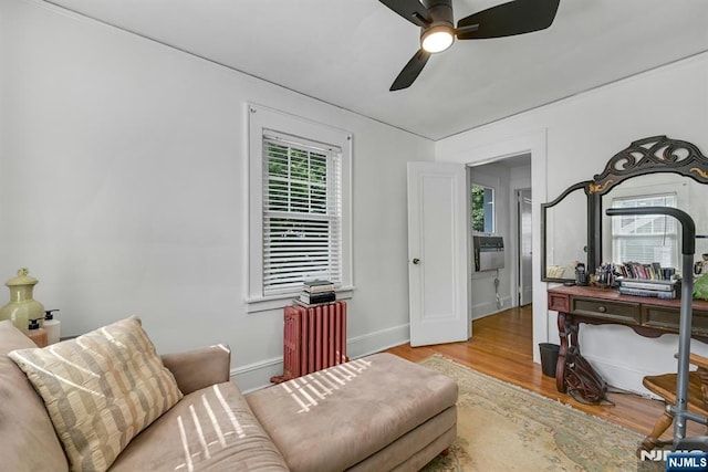116 Sherman Ave, Teaneck, NJ 07666 - living room featuring a ceiling fan and wood finished floors