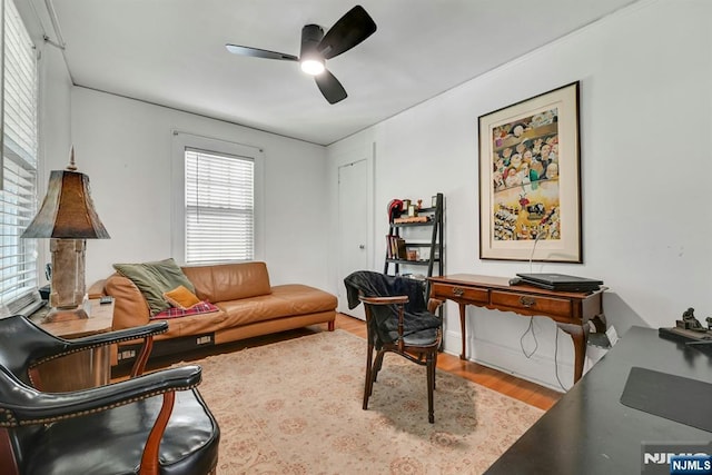 116 Sherman Ave, Teaneck, NJ 07666 - home office featuring wood finished floors and ceiling fan