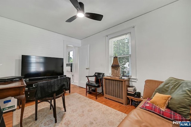 116 Sherman Ave, Teaneck, NJ 07666 - home office with a ceiling fan and wood finished floors
