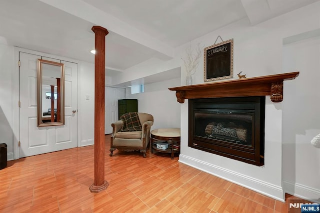 116 Sherman Ave, Teaneck, NJ 07666 - living area with a glass covered fireplace, light wood finished floors, and recessed lighting