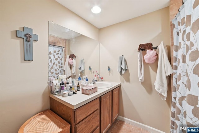 155 8th, Hawthorne, NJ 07506 - full bathroom with vanity, tile patterned flooring, and a shower with shower curtain