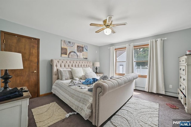 155 8th, Hawthorne, NJ 07506 - bedroom featuring carpet, ceiling fan, and a baseboard radiator