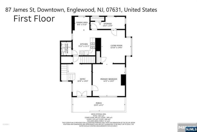 87 James St, Englewood, NJ 07631 - view of room layout