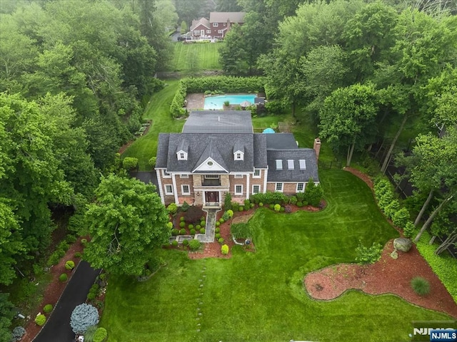 8 Oratam Rd, Upper Saddle River, NJ 07458 - view from above of property with a pool