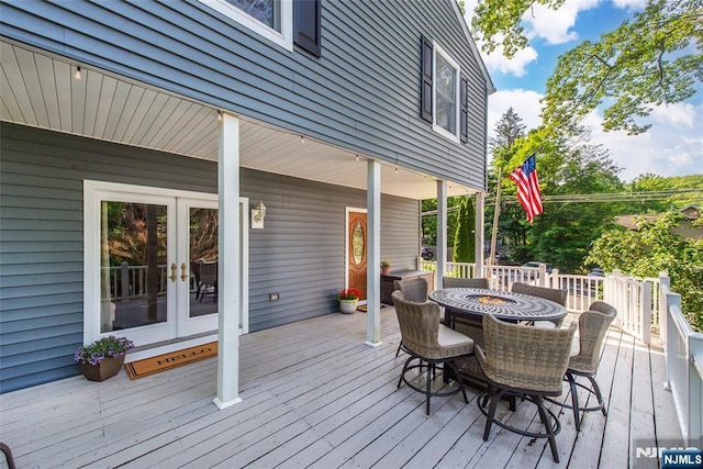 15 Mason St, Jefferson Township, NJ 07849 - deck with french doors and a fire pit