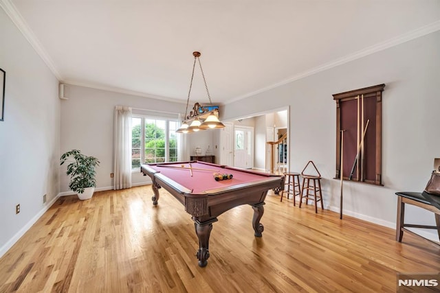 12 Jenny Ln, Wayne, NJ 07470 - recreation room featuring billiards table, light wood-style floors, and crown molding