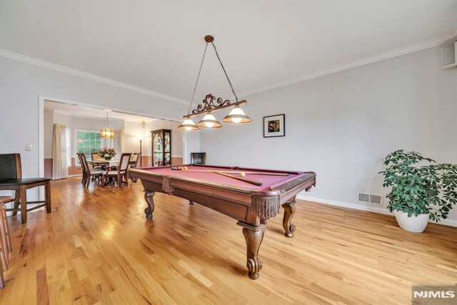 12 Jenny Ln, Wayne, NJ 07470 - game room with light wood-type flooring, billiards, and ornamental molding