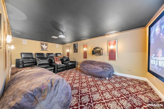 66 Andover Ter, Glen Rock, NJ 07452 - carpeted cinema room with baseboards and crown molding
