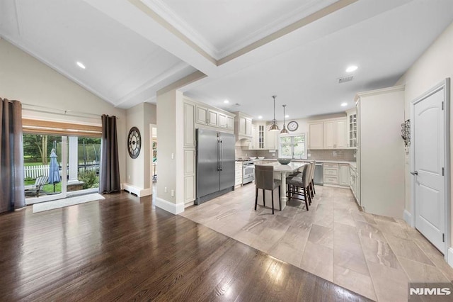 66 Andover Ter, Glen Rock, NJ 07452 - dining room with light wood-style floors, recessed lighting, and crown molding