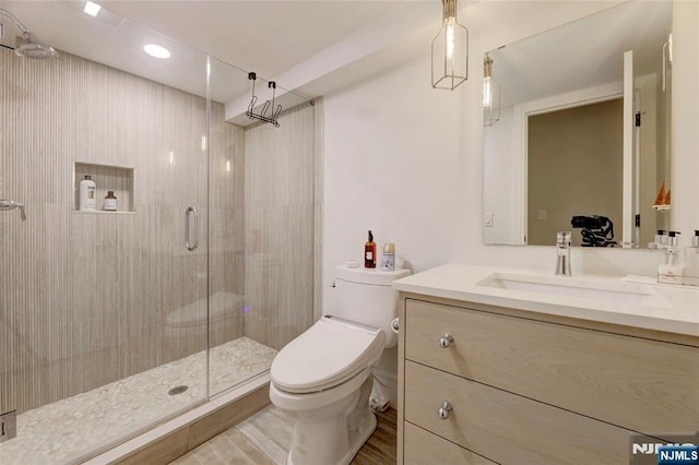 62 Merritt Ave, Cresskill, NJ 07626 - full bath featuring a shower stall, vanity, and recessed lighting