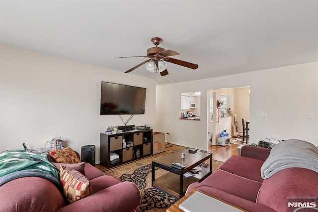 1245 Valley Rd Unit B, Wayne, NJ 07470 - living area with a ceiling fan and wood finished floors