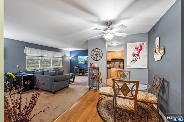 141 N Maple Ave Unit 141, Park Ridge, NJ 07656 - dining area featuring light wood-type flooring and a ceiling fan